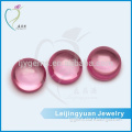 Wuzhou man-made pink flat base 10mm round cubic zirconia cabochon